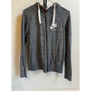 Nike Just Do It Full Zip Hoodie Gray‎ Organic Cotton Blend Womens Small